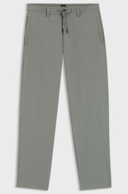 Straight-tapered-fit chinos in stretch fabric, Light Grey