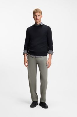 Straight-tapered-fit chinos in stretch fabric, Light Grey