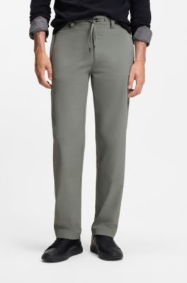 Straight-tapered-fit chinos in stretch fabric, Light Grey