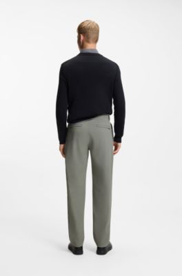 Straight-tapered-fit chinos in stretch fabric, Light Grey