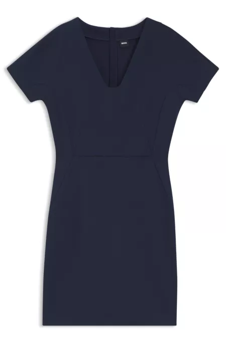 Slim-Fit Kleid mit Paspelierung an der Taille