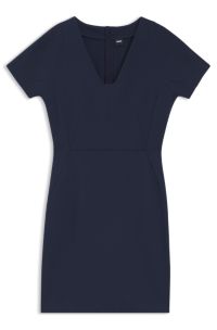 Vestito slim fit con bordi in vita, Blu scuro