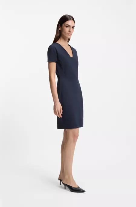 Slim-fit dress with piped waist