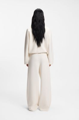 Loose-fit bomber jacket in stretch jersey, Natural