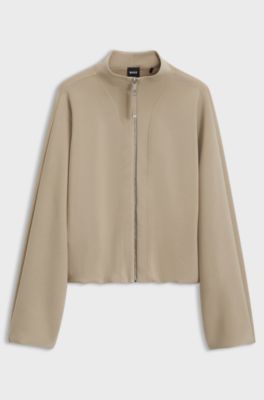 Relaxed-Fit Bomberjacke aus Stretch-Jersey, Hellbeige