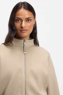 Relaxed-Fit Bomberjacke aus Stretch-Jersey, Hellbeige