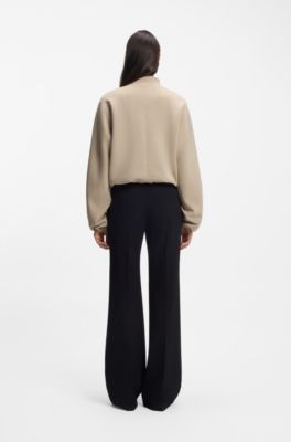 Bomber relaxed fit in jersey elasticizzato, Beige chiaro