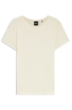 Slim-fit T-shirt in cotton-silk blend with embroidered logo