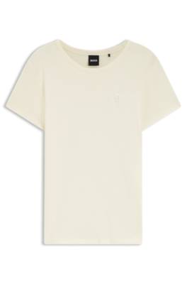 Boss Slim-fit T-shirt in cotton-silk blend with embroidered logo dam – bild 4