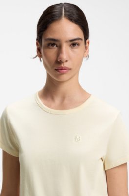 Boss Slim-fit T-shirt in cotton-silk blend with embroidered logo dam – bild 3