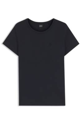 Boss Slim-fit T-shirt in cotton-silk blend with embroidered logo dam – bild 4