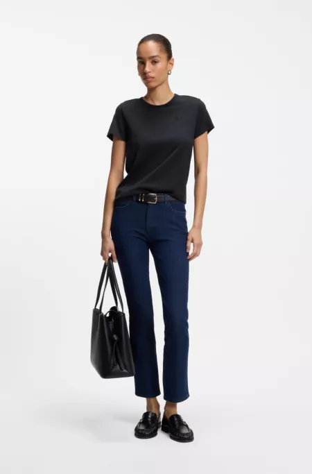 Slim-fit T-shirt in cotton-silk blend with embroidered logo