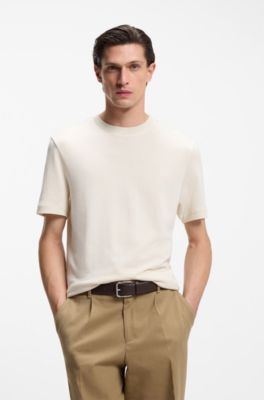 Regular-fit T-shirt in soft piqu&eacute;, Natural