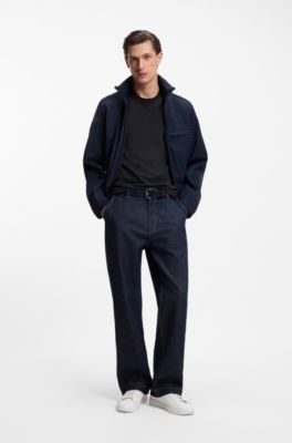 Regular-fit T-shirt in soft piqu&eacute;, Dark Blue