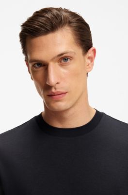 Regular-fit T-shirt in soft piqu&eacute;, Dark Blue