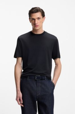 Regular-fit T-shirt in soft piqu&eacute;, Dark Blue