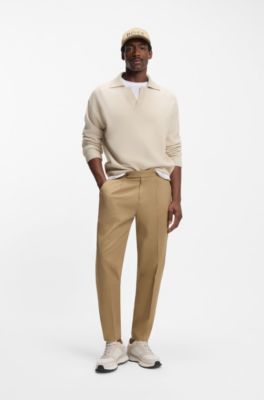 Virgin-wool sweater with Johnny collar, Natural