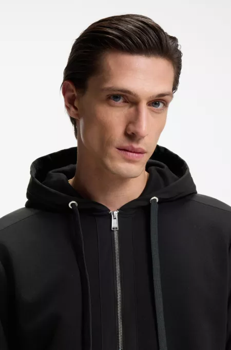 Cotton-terry zip-up hoodie with signature-stripe trims