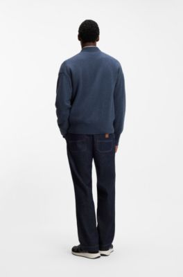 Relaxed-fit cardigan in virgin wool, Dark Blue