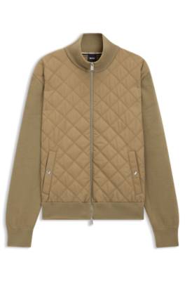 Knitted-wool jacket with quilted front 1