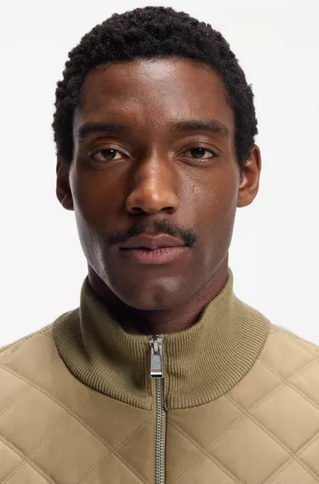 Knitted-wool jacket with quilted front