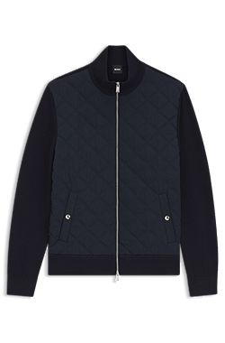 Knitted-wool jacket with quilted front
