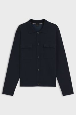 Sopracamicia regular fit in cotone, Blu scuro