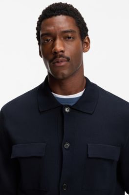 Regular-fit overshirt in cotton, Dark Blue