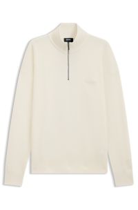 BOSS x ASTON MARTIN zip-neck sweater in virgin wool, Natural