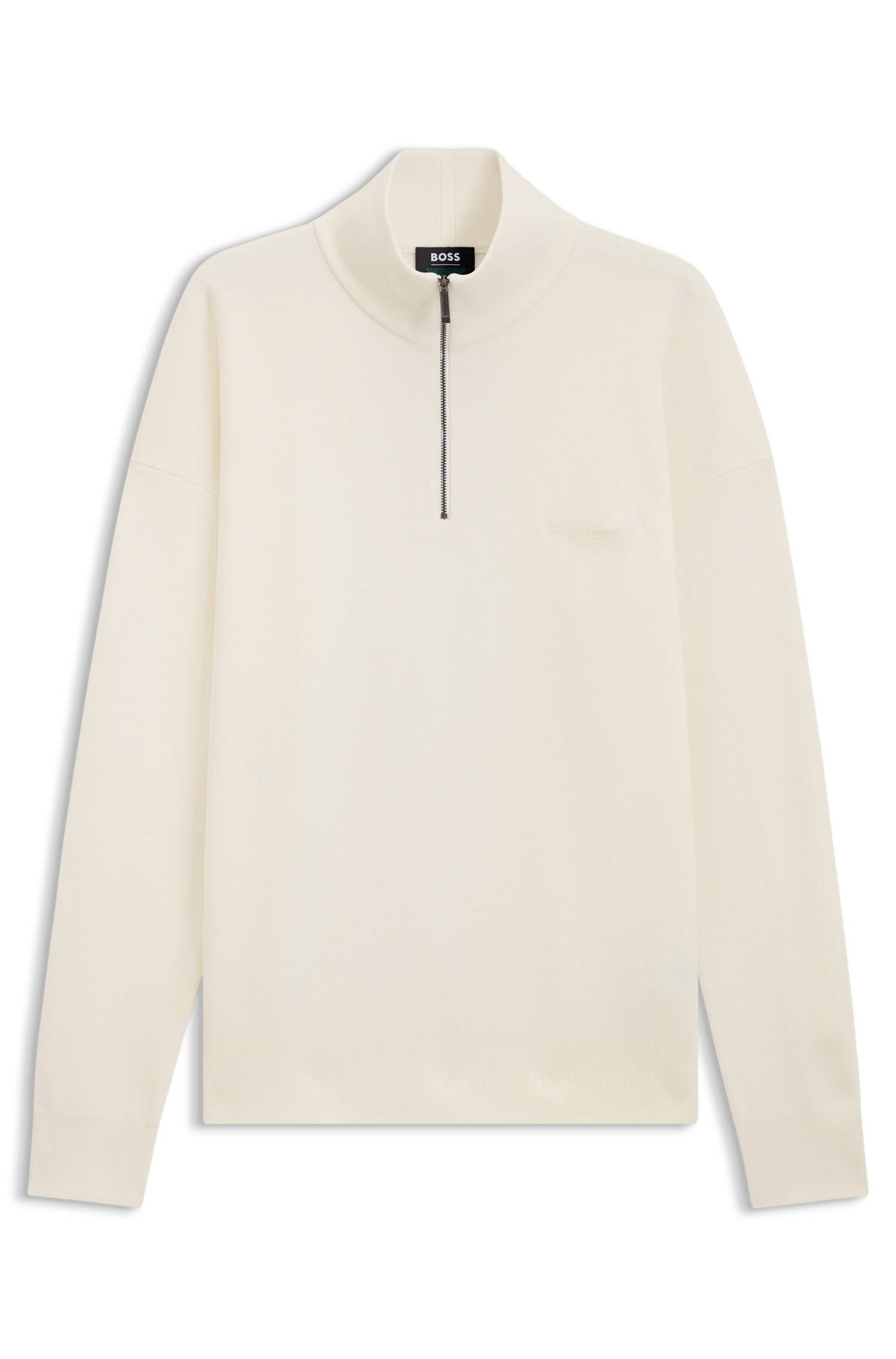 Boss x ASTON MARTIN zip-neck sweater in virgin wool stickade tröjor herr – bild 4
