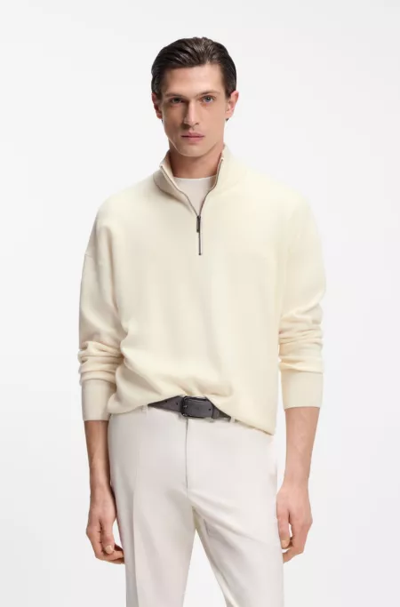 BOSS x ASTON MARTIN zip-neck sweater in virgin wool