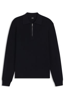 Virgin-wool sweater with zip collar