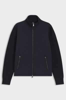 Veste en maille zipp&eacute;e avec ourlet ajustable, Bleu fonc&eacute;