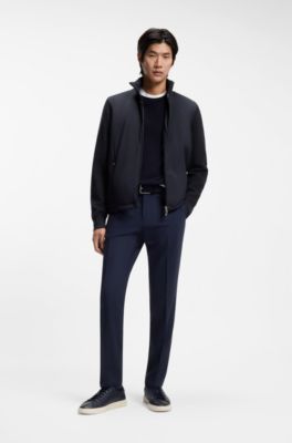 Zip-up knitted jacket with adjustable hem, Dark Blue