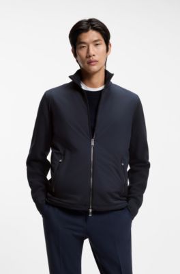 Veste en maille zipp&eacute;e avec ourlet ajustable, Bleu fonc&eacute;
