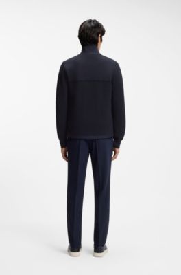 Veste en maille zipp&eacute;e avec ourlet ajustable, Bleu fonc&eacute;