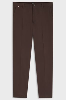 Modern-fit trousers in stretch-cotton twill, Dark Brown