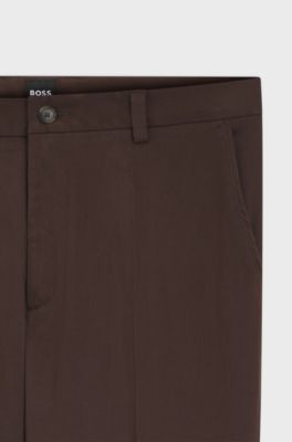 Modern-fit trousers in stretch-cotton twill, Dark Brown
