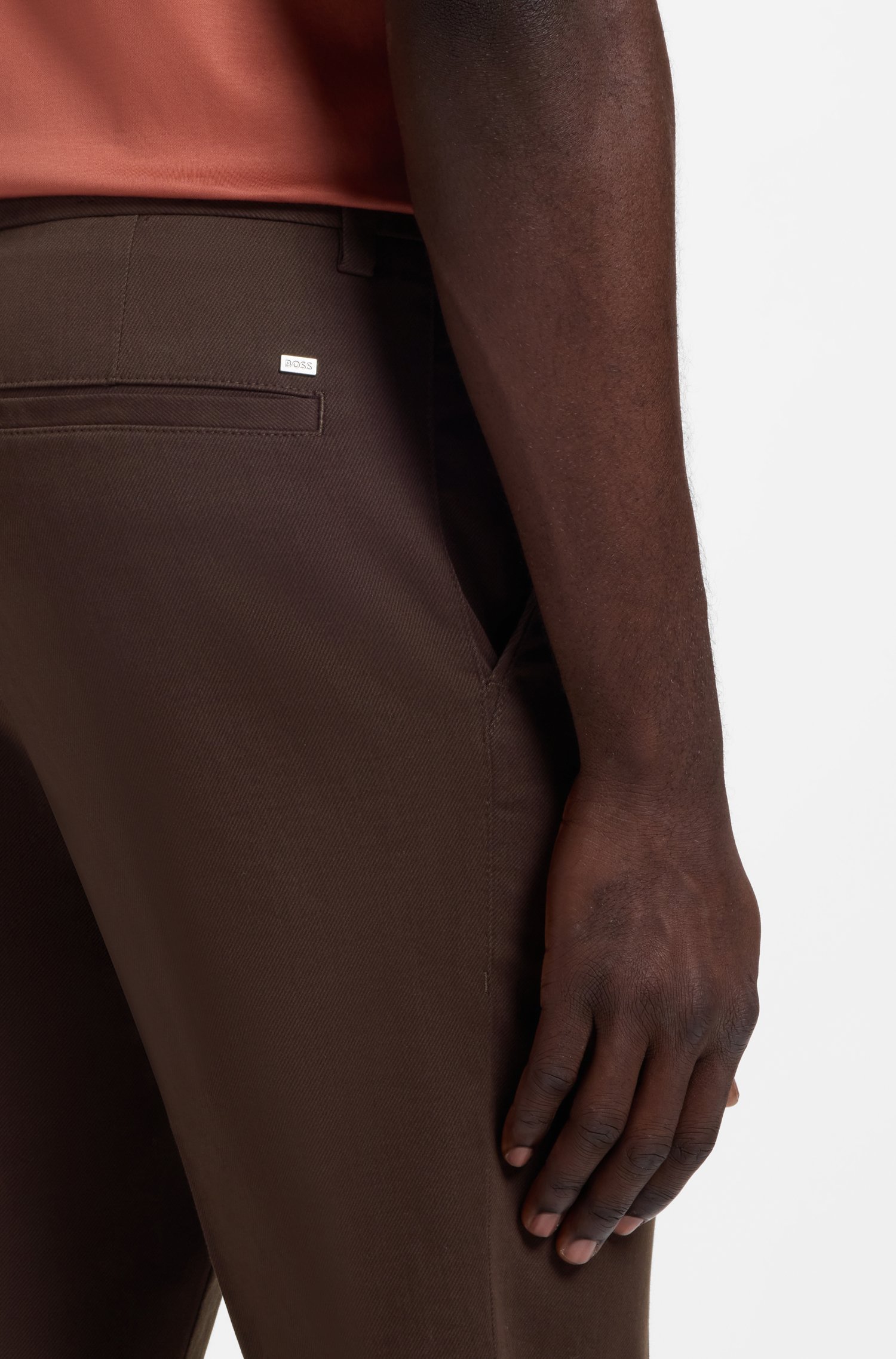 Boss Modern-fit trousers in stretch-cotton twill byxor herr – bild 3
