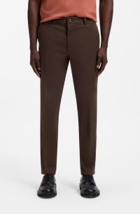 Modern-fit trousers in stretch-cotton twill, Dark Brown