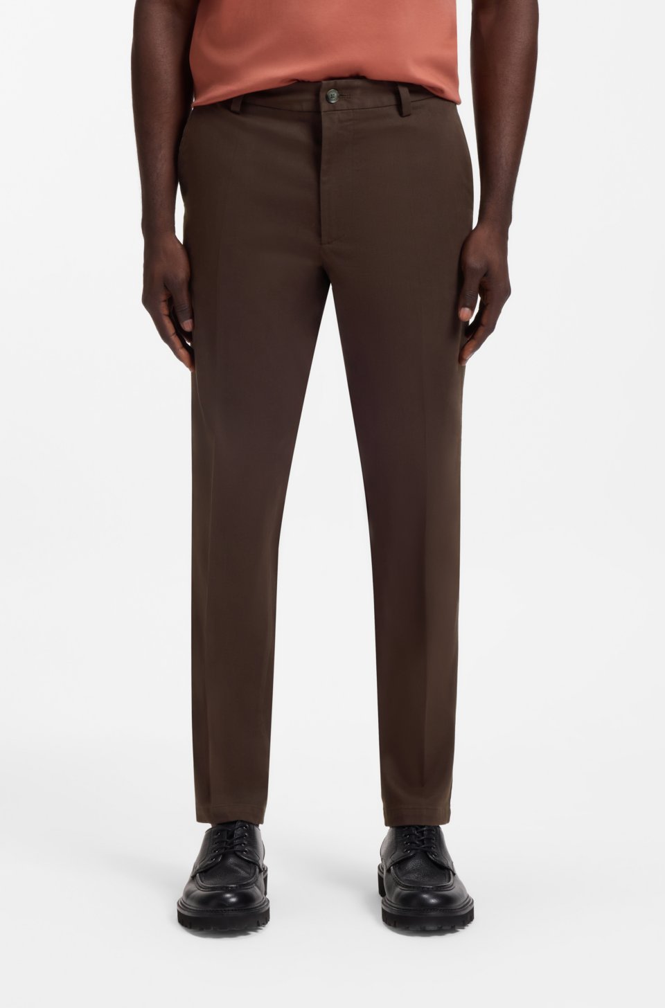 Modern-fit trousers in stretch-cotton twill
