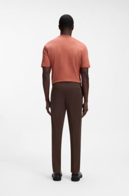 Modern-fit trousers in stretch-cotton twill, Dark Brown