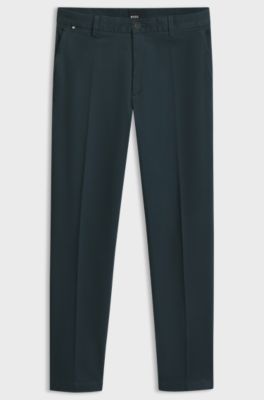 Modern-fit trousers in stretch-cotton twill, Dark Blue