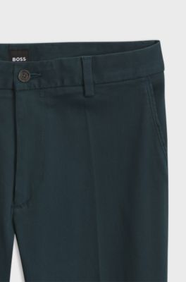 Modern-fit trousers in stretch-cotton twill, Dark Blue