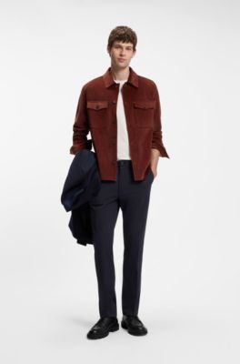 Modern-fit trousers in stretch-cotton twill, Dark Blue
