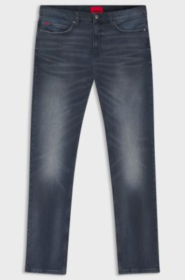 Slim-fit jeans in ash-blue stretch denim, Blue