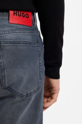 Slim-fit jeans in ash-blue stretch denim, Blue