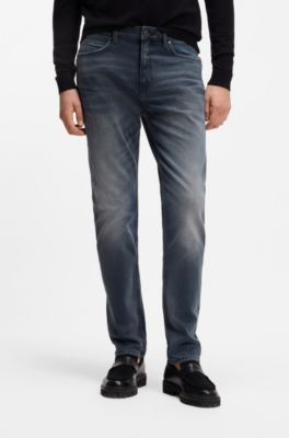Slim-fit jeans in ash-blue stretch denim, Blue
