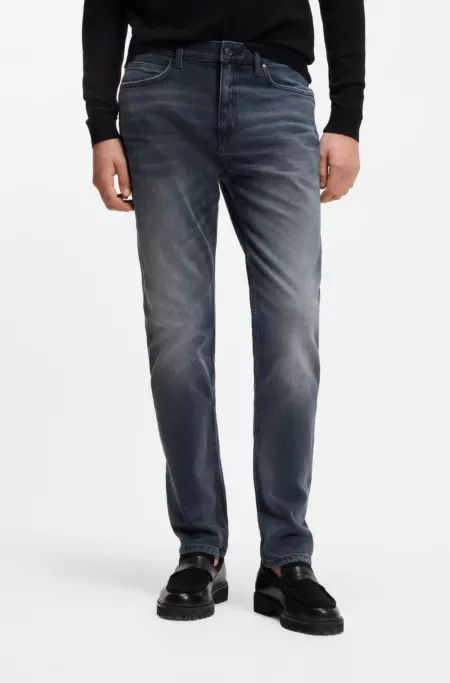 Slim-fit jeans in ash-blue stretch denim