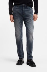 Slim-fit jeans in ash-blue stretch denim, Blue